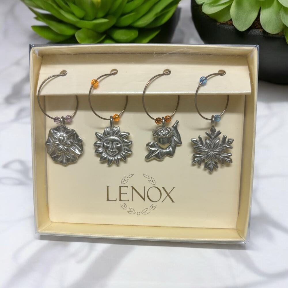 Lenox 4 Seasons Wine Charms‎ Fall Spring Summer Winter NEW in BOX